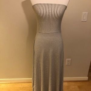 White & gray striped convertible maxi dress/skirt